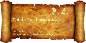 Mahács Lamberta névjegykártya
